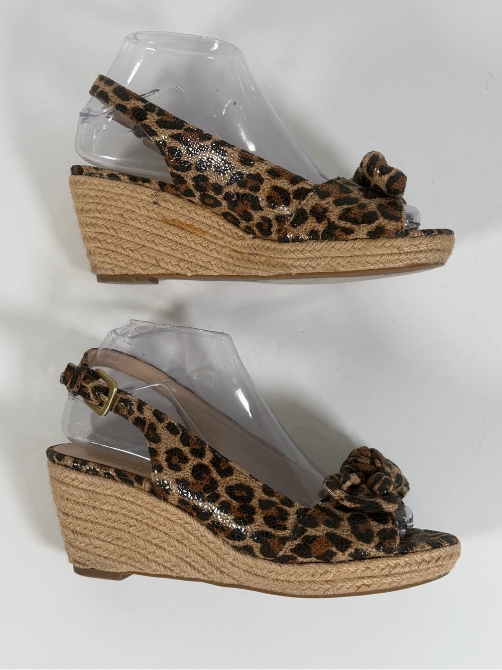 Franco Sarto A-Camino Leopard Espadrille Wedge Heels Women’s Size 7 Ankle Strap - Picture 4 of 13